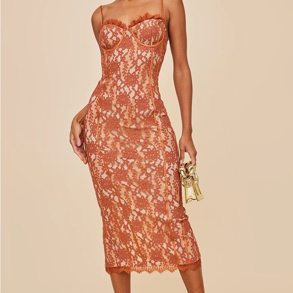PrettyLittleThing Dresses & Skirts - 🚫 SOLD Rust Lace Dress